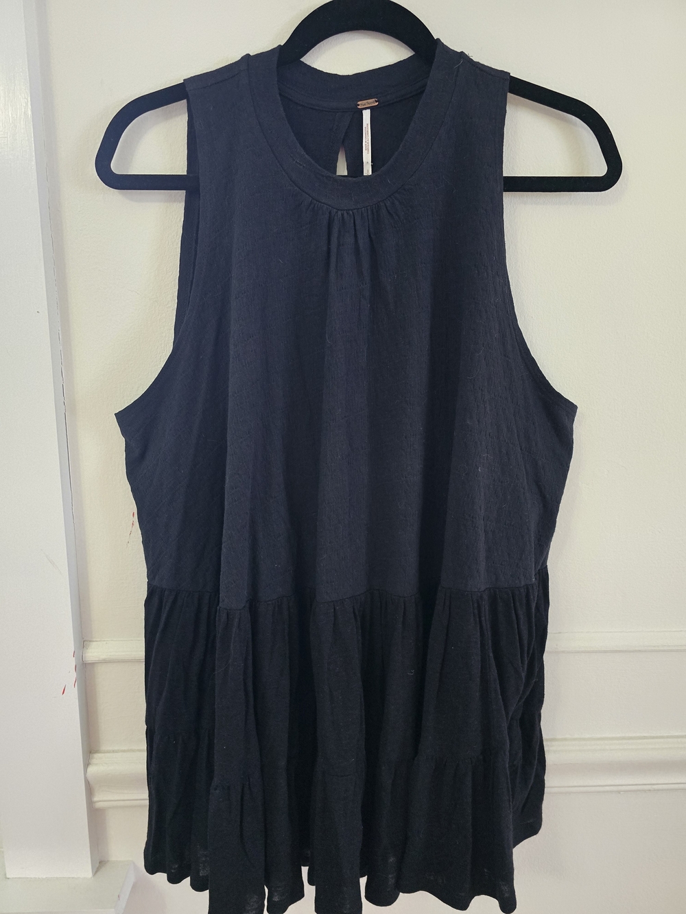 NWT Free People Black Sleeveless Tiered Tunic Top With Tiered Peplum Bottom